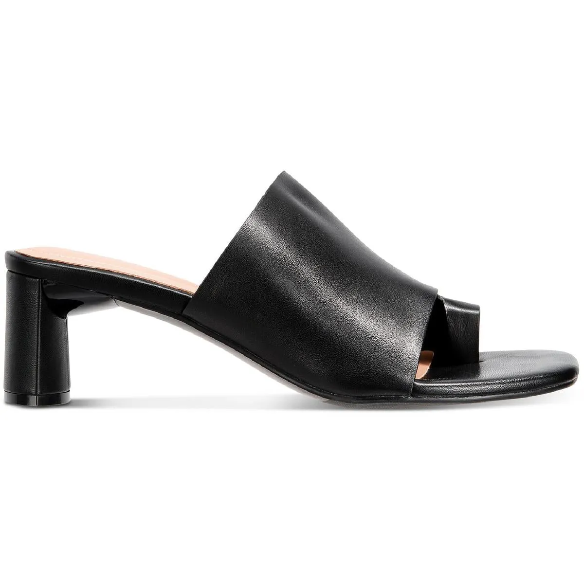 Alfani Womens Colyerrl Leather Block Heel Slide Sandals