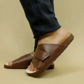 Double Layered Cookie Brown Cork Men's Sandals