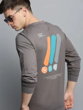 Men Grey Solid Casual Sweatshirt