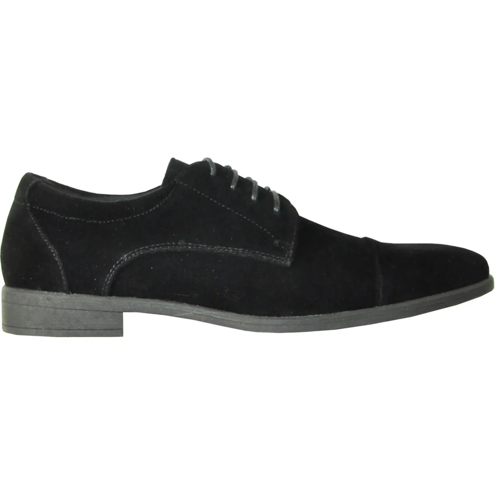 "Bravo Black Suede Cap-Toe Dress Shoes for Weddings & Prom"