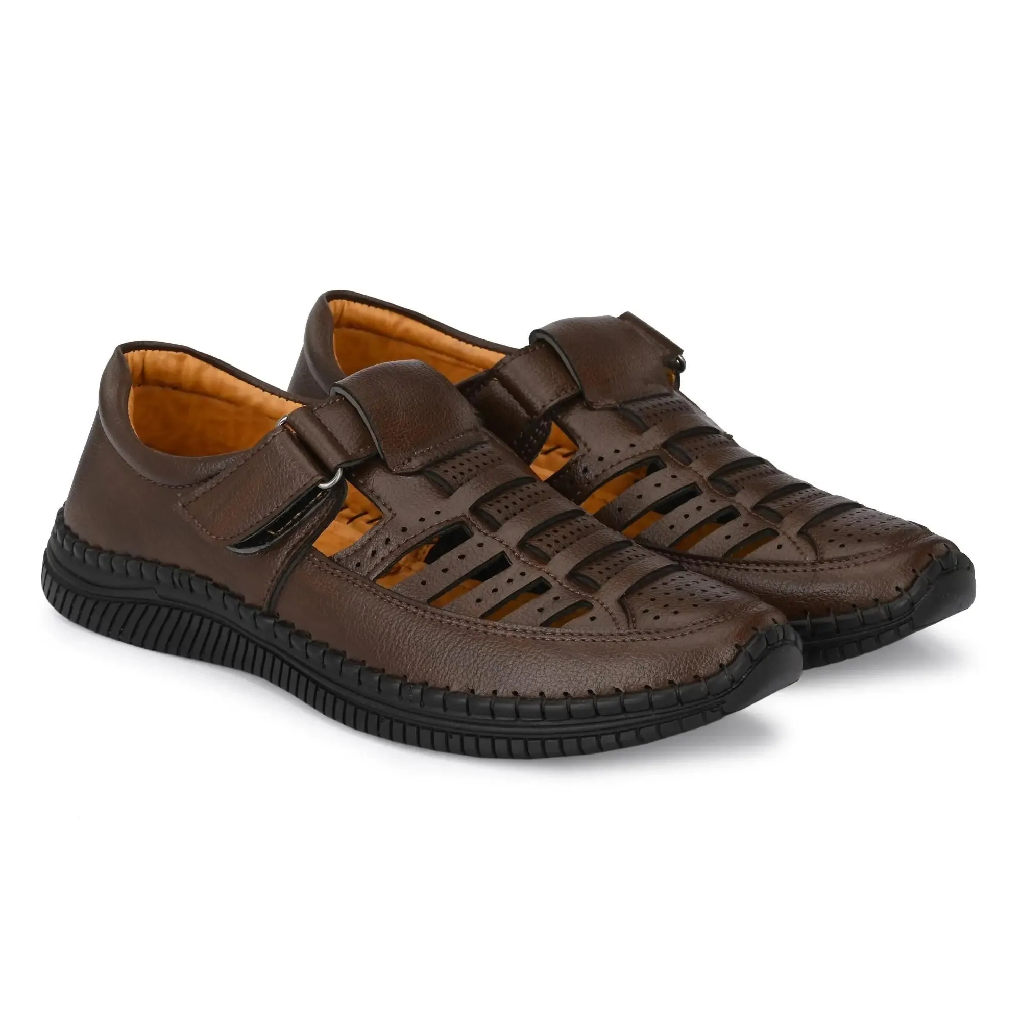 Sandals for Men | Synthetic Leather Brown Sandal