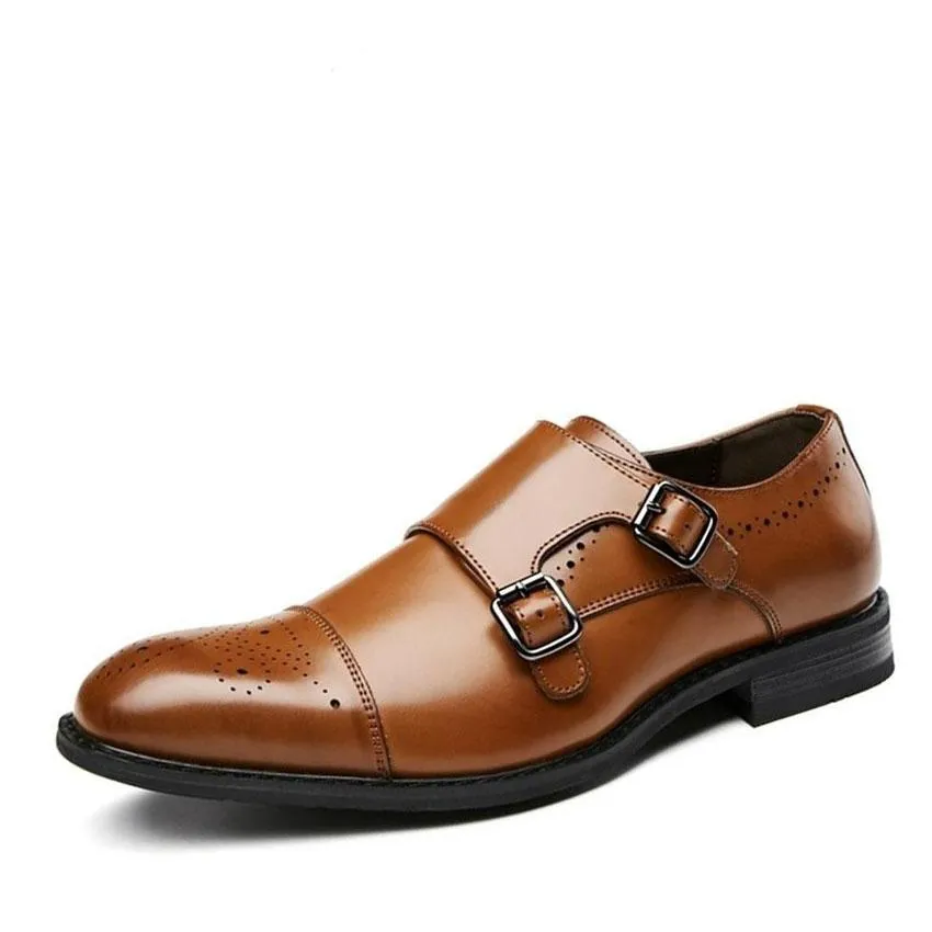 West Louis™ Genuine Leather British Design Double Buckle Oxfords