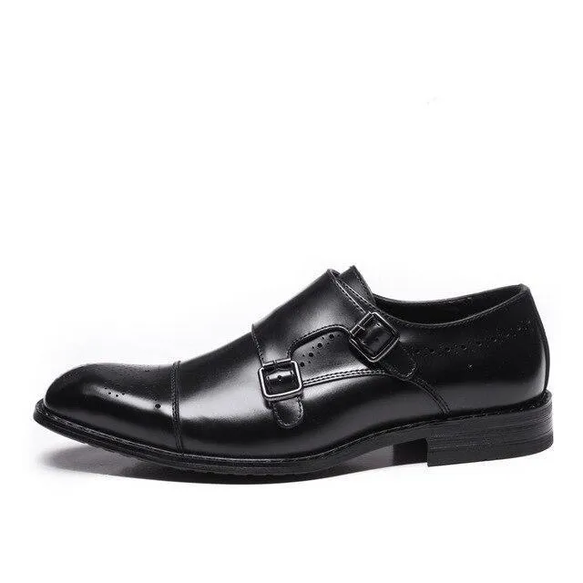 West Louis™ Genuine Leather British Design Double Buckle Oxfords